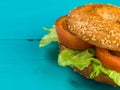 Fresh Sliced Tomato and Lettuce Salad Sesame Seeded Bagel