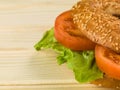 Fresh Sliced Tomato and Lettuce Salad Sesame Seeded Bagel