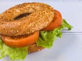 Fresh Sliced Tomato and Lettuce Salad Sesame Seeded Bagel