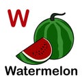 Fresh sliced watermelon with spelling word