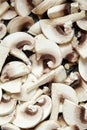 Fresh sliced white mushrooms background Royalty Free Stock Photo