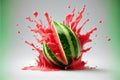 Fresh Slices of Watermelon With Exploding Juice Splashing AI Generative Royalty Free Stock Photo