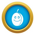 Fresh smiling plum icon blue vector isolated