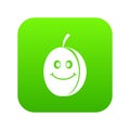 Fresh smiling plum icon digital green