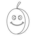 Fresh smiling plum icon outline