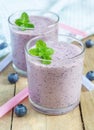 Fresh smoothie with blueberry, banana, yogurt