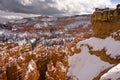 Fresh Snow Blankets Bryce Canyon Rock Formations Utah USA Royalty Free Stock Photo