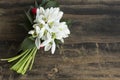 Fresh Snowdrops on a Rustic Wooden Table