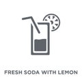 Fresh soda with lemon slice and straw icon from Drinks collection. Royalty Free Stock Photo