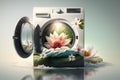 Fresh, soft and clean laundry concept. Generative AI