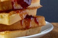 Fresh soft waffles aromatic and strawberry jam Royalty Free Stock Photo