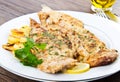 Fresh sole served with potatoes Royalty Free Stock Photo