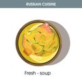 Fresh-soup with fish in bowl from Russian cuisine