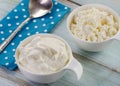 Fresh sour cream and Cottage cheese. Royalty Free Stock Photo