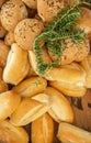 fresh sourdough buns served for a celebration event or party decorated with rosemary