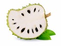 Fresh soursop with leaf isolated on white