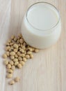 Fresh Soy milk and soybean seeds Royalty Free Stock Photo