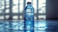 Fresh Sparkling Water Bottle with Bubbling Effect on a Floor Surface Royalty Free Stock Photo