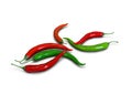 Fresh spicy delicious red and green hot chili peppers