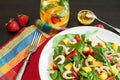 Fresh spinach fruit salad. Royalty Free Stock Photo