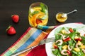 Fresh spinach fruit salad. Royalty Free Stock Photo