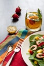 Fresh spinach fruit salad. Royalty Free Stock Photo