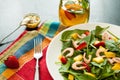 Fresh spinach fruit salad. Royalty Free Stock Photo