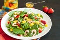 Fresh spinach fruit salad. Royalty Free Stock Photo