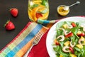 Fresh spinach fruit salad. Royalty Free Stock Photo