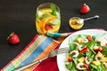 Fresh spinach fruit salad. Royalty Free Stock Photo