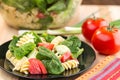 Fresh spinach and rotini pasta salad Royalty Free Stock Photo