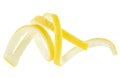 Fresh spiral lemon zest isolated on white background. Lemon twist peel