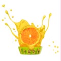 Fresh splash with orange Pouring sauce or syrup, abstract liquid background, juice splash, isolated over white. 3d rendering Royalty Free Stock Photo