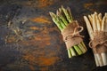 Fresh spring asparagus tied in bundles Royalty Free Stock Photo