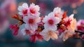 Fresh Spring Cherry Blossoms with Dewy Petals and Warm Bokeh Royalty Free Stock Photo