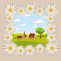 Fresh spring, daisies and farm, grass