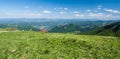 Fresh spring mountain meadow with hills on the background in Mala Fatra mountains in Slovakia Royalty Free Stock Photo