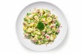 Fresh Spring Potato Salad on White Plate Royalty Free Stock Photo