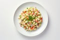 Fresh Spring Potato Salad on White Plate Royalty Free Stock Photo
