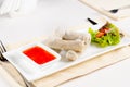 Fresh Spring Rolls and Lettuce with Dipping Sauce Royalty Free Stock Photo