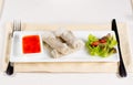 Fresh Spring Rolls Main Dish with Dipping Sauce Royalty Free Stock Photo