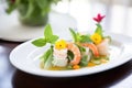 fresh spring rolls with shrimp and mint on a white dish Royalty Free Stock Photo