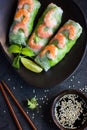 Fresh spring rolls with shrimps and vegetables