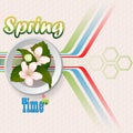 Fresh spring scene background with Spring text in seasonable colors Royalty Free Stock Photo