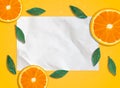 Fresh spring summer paper with orange slices