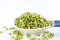 Fresh Sprouted mung beans or green gram beans in spoon