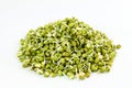 Fresh Sprouted mung beans or green gram beans in white background Royalty Free Stock Photo