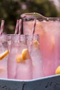 Fresh Squeezed Pink Lemonade on the Patio Royalty Free Stock Photo