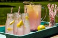 Fresh Squeezed Pink Lemonade on the Patio Royalty Free Stock Photo