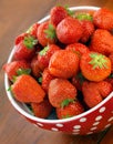 Fresh Srawberries in a spotted bowl Royalty Free Stock Photo